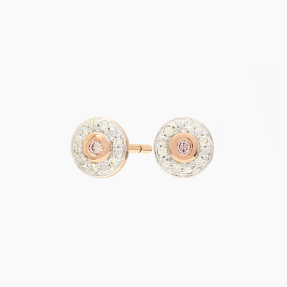 Freesia Argyle light pink champagne and white diamond halo earrings