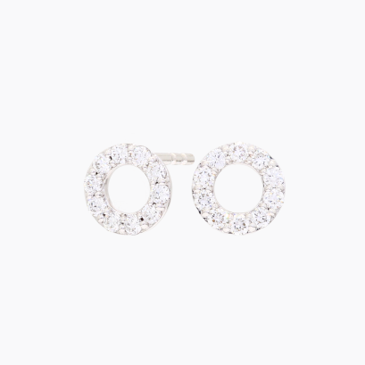 Flight white diamond circle stud earrings
