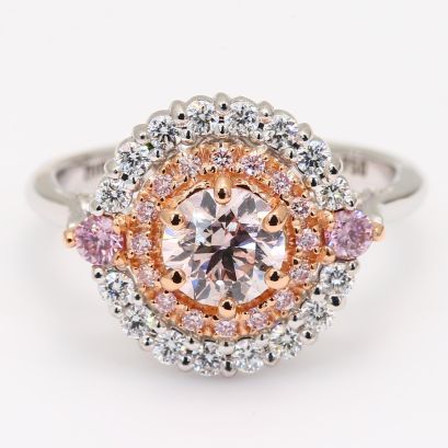 The Triumph Crescendo Exhibition PC1 Argyle certified pink diamond round-cut halo ring