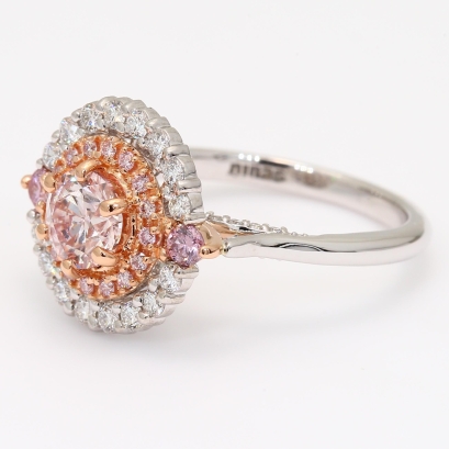 The Triumph Crescendo Exhibition PC1 Argyle certified pink diamond round-cut halo ring