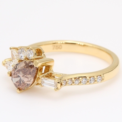 Minnelli pear baguette and round-cut Argyle champagne and white diamond ring
