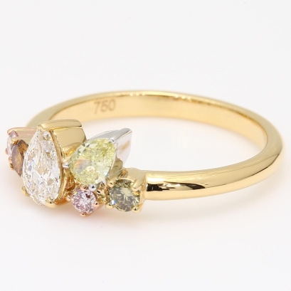 Celebration I pear-cut and round-cut rainbow diamond ring