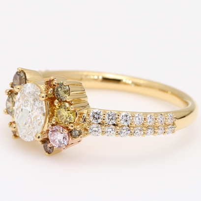 Frolic IV oval and round-cut rainbow diamond ring