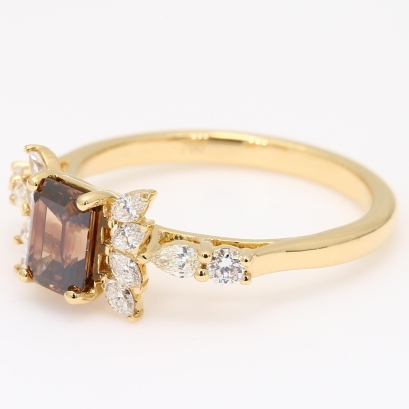 Rivera emerald and marquise-cut SGL certified Argyle champagne and white diamond ring