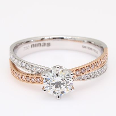 Evelyn GIA-certified Argyle light pink champagne and white diamond ring