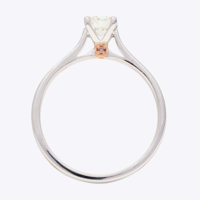 Annabella GIA-certified Argyle light pink champagne and white diamond solitaire ring