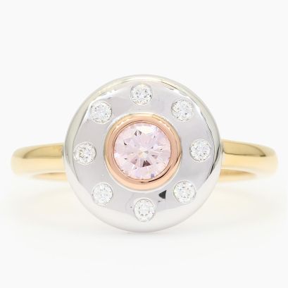 Ceres II 7PR Argyle Certified pink and white bezel-set diamond ring