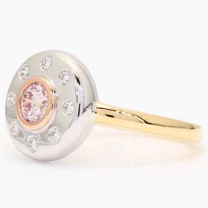 Ceres II 7PR Argyle Certified pink and white bezel-set diamond ring