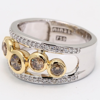 Pathway champagne and white diamond dress ring