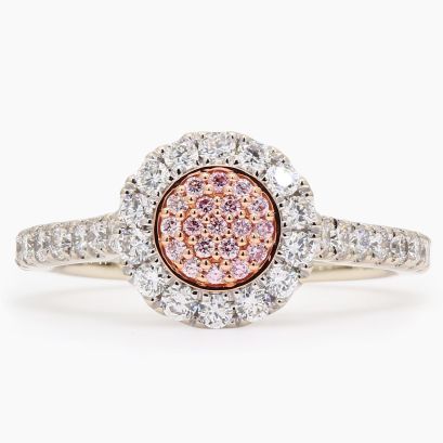 Cherish Argyle pink diamond halo engagement ring