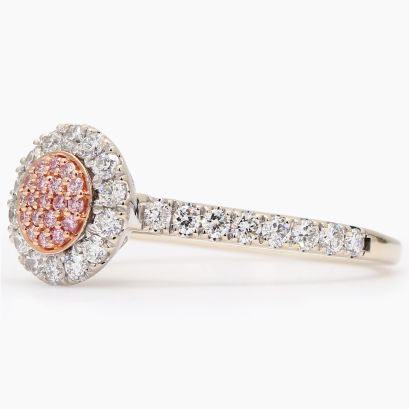 Cherish Argyle pink diamond halo engagement ring
