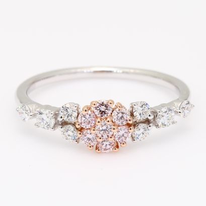 Jamila Argyle pink and white diamond floral cluster ring