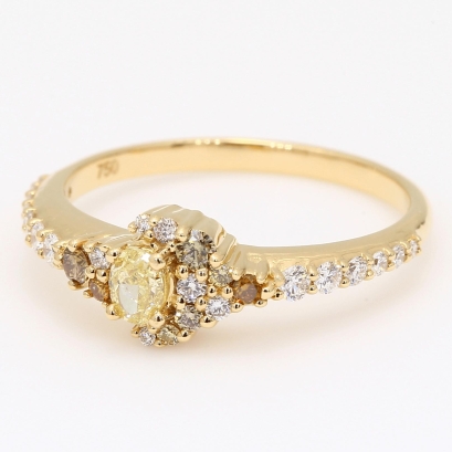 Masquerade oval and round-cut rainbow diamond ring