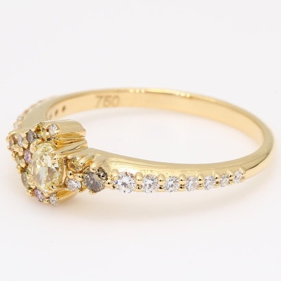 Masquerade oval and round-cut rainbow diamond ring