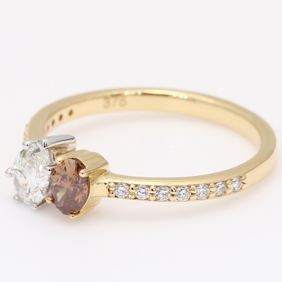 Duet oval and pear-cut Argyle champagne and white diamond ring