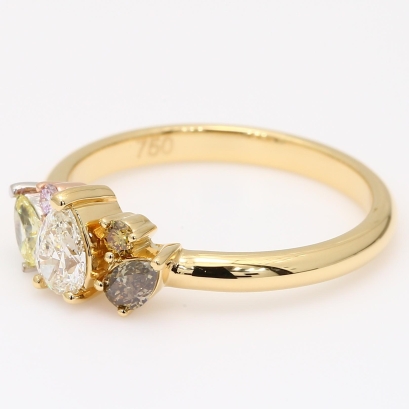 Celebration V pear-cut and round-cut rainbow diamond ring