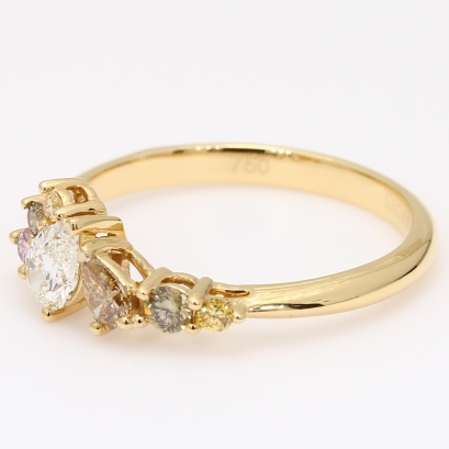 Celebration VI pear-cut and round-cut rainbow diamond ring