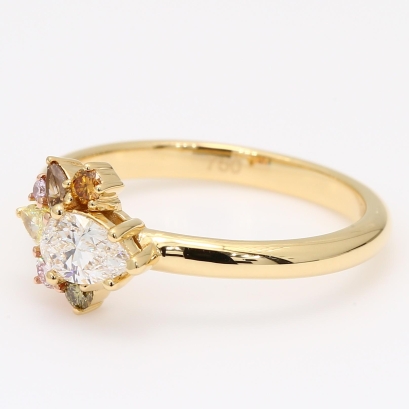 Celebration II pear-cut and round-cut rainbow diamond ring