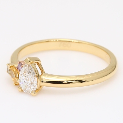 Celebration III pear-cut and round-cut rainbow diamond ring
