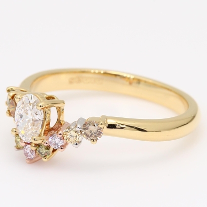 Frolic III oval and round-cut rainbow diamond ring