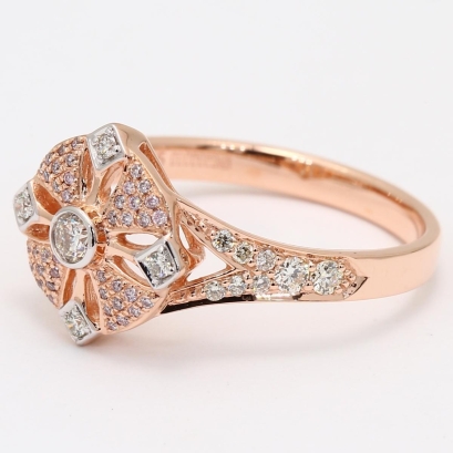 Antoinette Argyle light pink champagne and white diamond cross ring