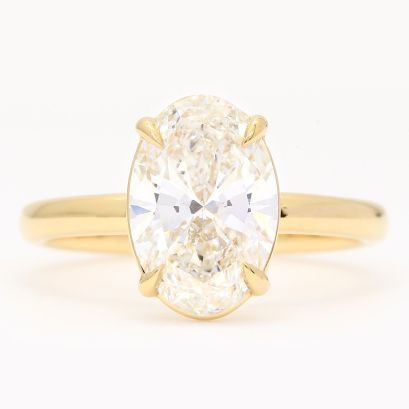 Lola 3.02 carat oval-cut white lab-grown solitaire diamond ring