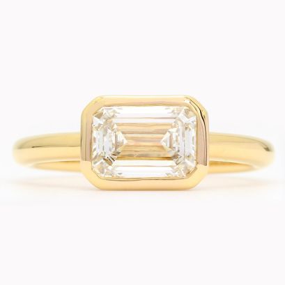 Lake 2.1 carat emerald-cut white lab-grown east-west bezel-set solitaire diamond ring