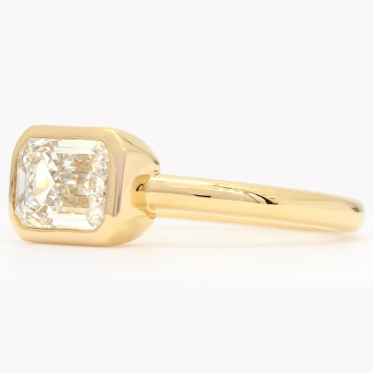 Lake 2.1 carat emerald-cut white lab-grown east-west bezel-set solitaire diamond ring