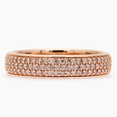 Sidra pave-set Argyle intense pink champagne diamond band
