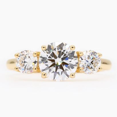 Light 2.2 carat brilliant-cut round white lab-grown three-stone diamond ring
