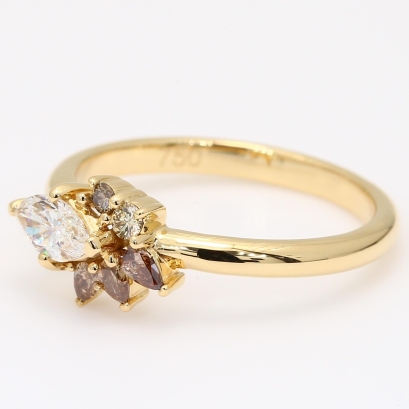 Audrey marquise pear and round-cut champagne and white diamond ring
