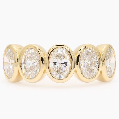 Locket white oval-cut lab-grown diamond band ring