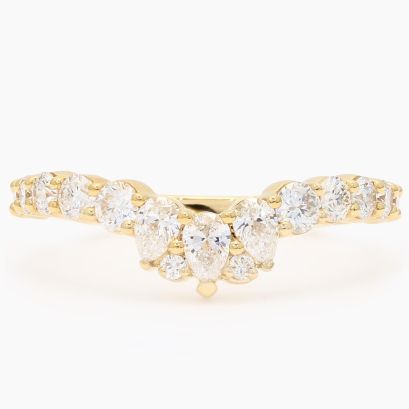 Frieda pear-cut and round-cut white curved diamond band