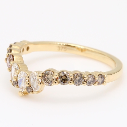 Zenith champagne and white diamond curved ring