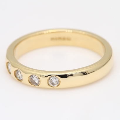 Pentagon white diamond five stone ring