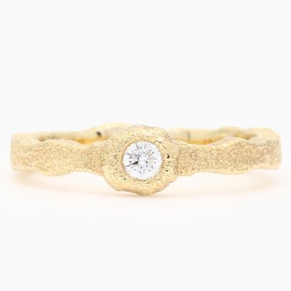 Terra white bezel-set diamond textured ring