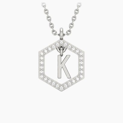 Insignia K white diamond sterling silver initial necklace