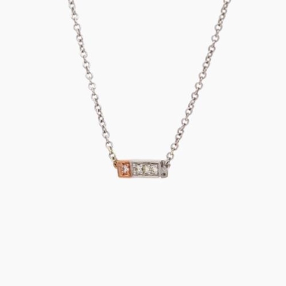 Manila Argyle light pink champagne and white diamond bar necklace