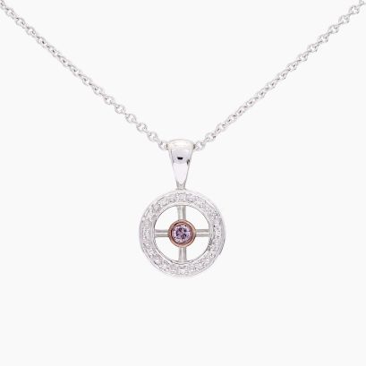 Meridian white and Argyle light pink champagne diamond pendant