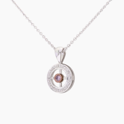 Meridian white and Argyle light pink champagne diamond pendant