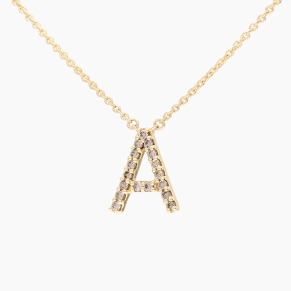 Love Letter A champagne diamond necklace