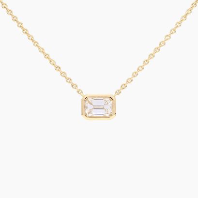 Lucia 0.53 carat emerald-cut white lab-grown bezel-set solitaire diamond necklace