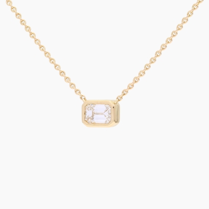 Lucia 0.53 carat emerald-cut white lab-grown bezel-set solitaire diamond necklace