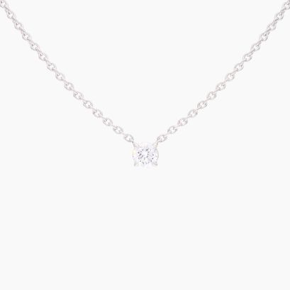 Lumi 0.15 carat round-cut white lab-grown claw-set solitaire diamond necklace