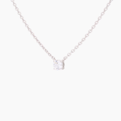 Lumi 0.15 carat round-cut white lab-grown claw-set solitaire diamond necklace