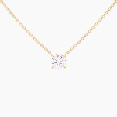 Lumi 0.55 carat round-cut white lab-grown claw-set solitaire diamond necklace