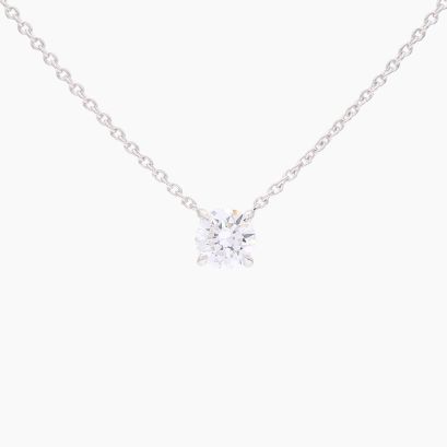 Lumi 0.56 carat round-cut white lab-grown claw-set solitaire diamond necklace
