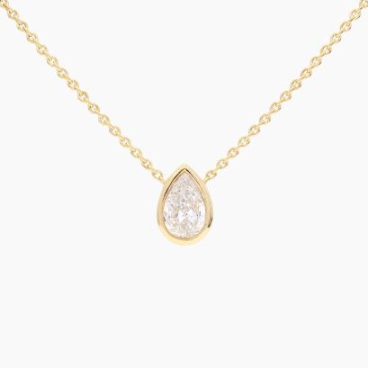 Lunar 0.50 carat pear-cut white lab-grown bezel-set solitaire diamond necklace