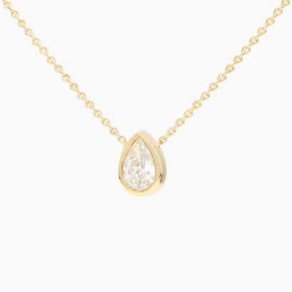 Lunar 0.50 carat pear-cut white lab-grown bezel-set solitaire diamond necklace
