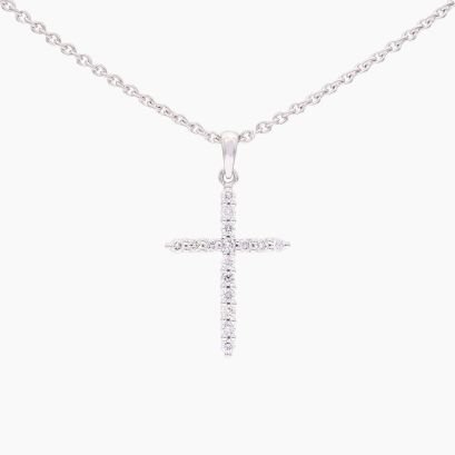 Cross white diamond pendant